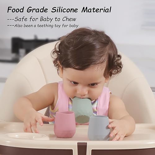 Miniatura 4 de Seposeve Vasos de silicona para bebés de 6 a 12 meses, 12 a 24 meses, paquete de 2 pequeños vasos de silicona de entrenamiento abierto para bebés y