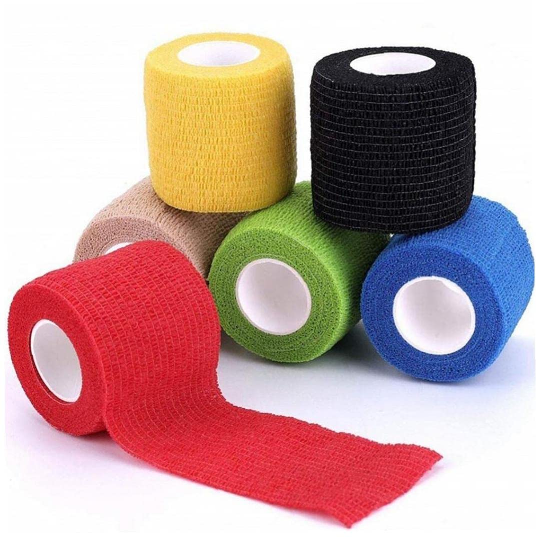 Danlai As Show 6 Rolls Self Adhesive Bandage Cohesive Non Woven Sports Tape For Knee Shoulder Elbow Wrist Ankle