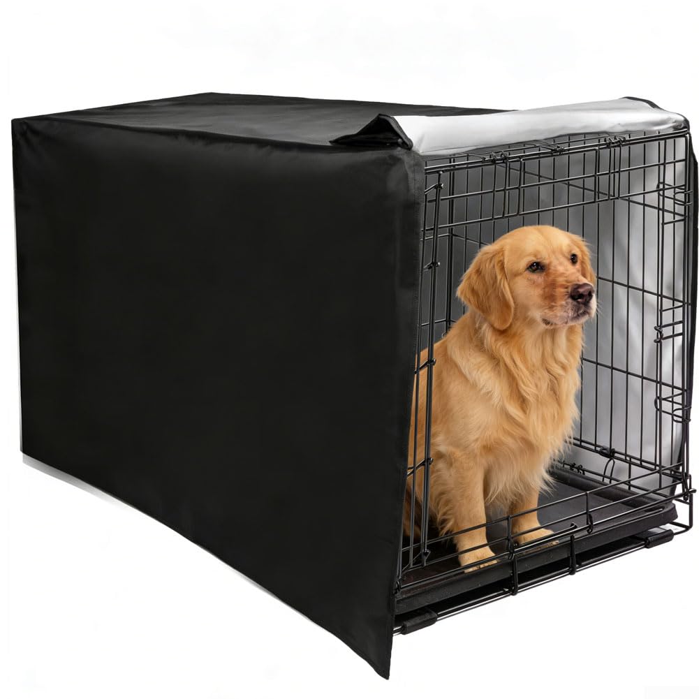 Funda impermeable para jaula de mascotas, protector de polvo Oxford 210D, resistente al viento, con malla enrollable para camping, viajes, patio (76 x 48 x 53 cm)