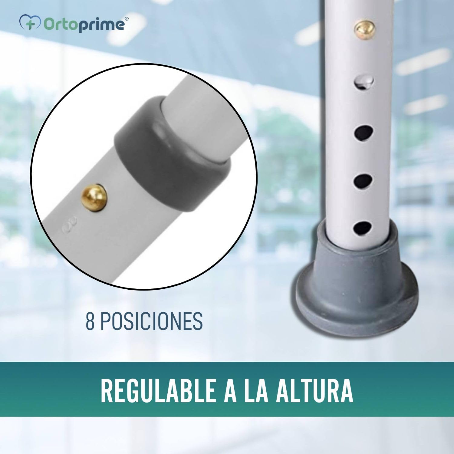 OrtoPrime Taburete de Ducha Redondo - Taburete Baño Antideslizante para discapacitados o Ancianos - Silla Ortopédica para Ducha - Asiento Ducha Adulto - Silla para baño Adulto - Altura Regulable