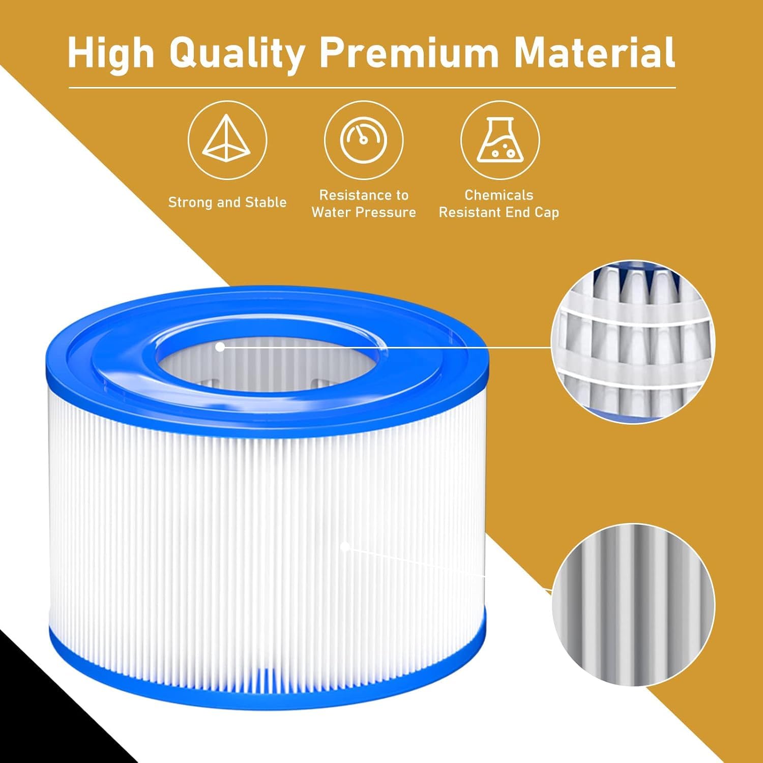 Cartuchos de filtro para spas compatibles con los modelos N NETSPA Malibu/Montana/Aspen/Silver/Caimán/Python a partir de 2017., SP-N1407535, Ø 10,4 cm x H 8 cm, lote de 6