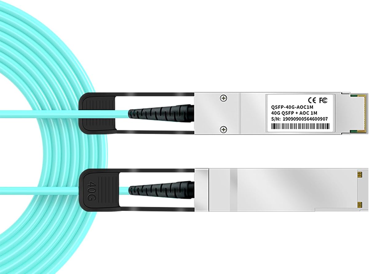40Gb Active Optical Cable for Ubiquiti, Network Firewall,Fiber Network Card,5M/16.4FT OM3 Multimode 40G QSFP+ to QSFP+ Stacking Cable with QSFP+ Modules