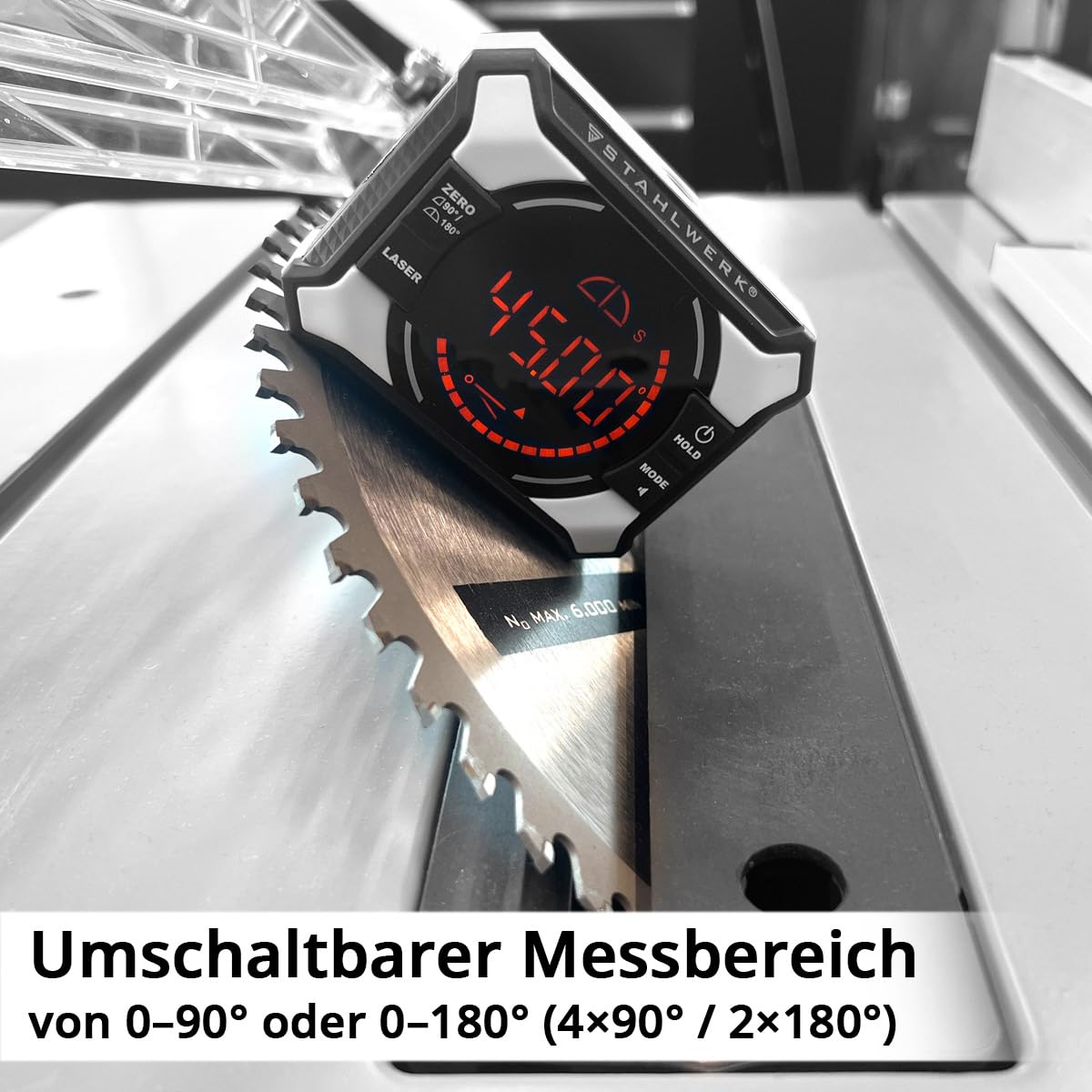 STAHLWERK Laser-Winkelmessgerät DAG-360 ST | Digitaler Winkelmesser | Level-Box | Wasserwaage mit Linien-Laser, Nivellier-Funktion, Magnetbefestigung, Lithium-Ionen-Akku und USB-C-Ladebuchse