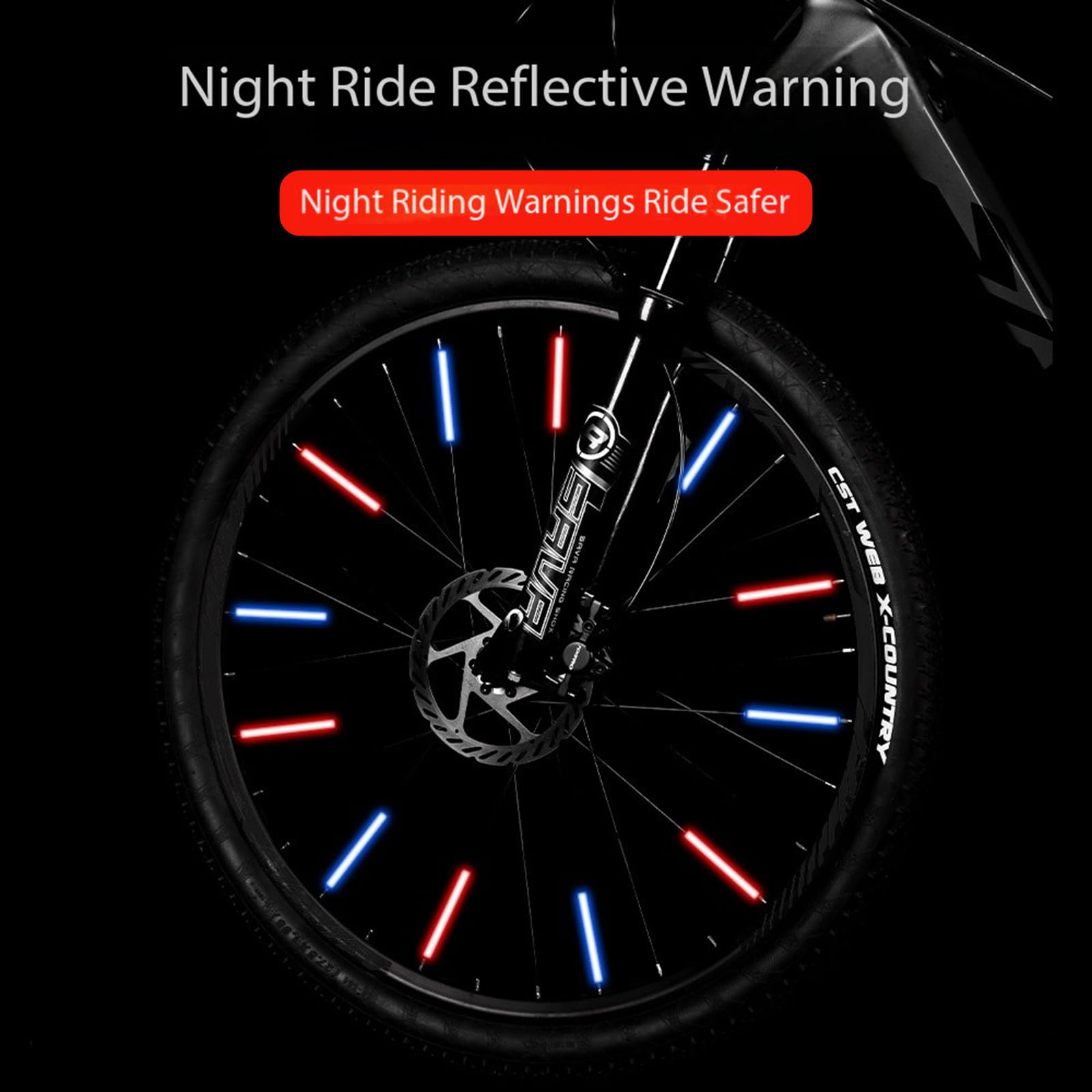 Lot de 36 réflecteurs universels pour rayons de roue de vélo Rouge/jaune/bleu Montage facile Compatible avec toutes les roues de rayons de vélo standard