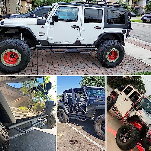 Hooke Road Wrangler Running Boards 4 Door, Side Steps Nerf Bars For 2007-2018 Jeep Wrangler Jk Unlimited 4 Doors Only #TOP4