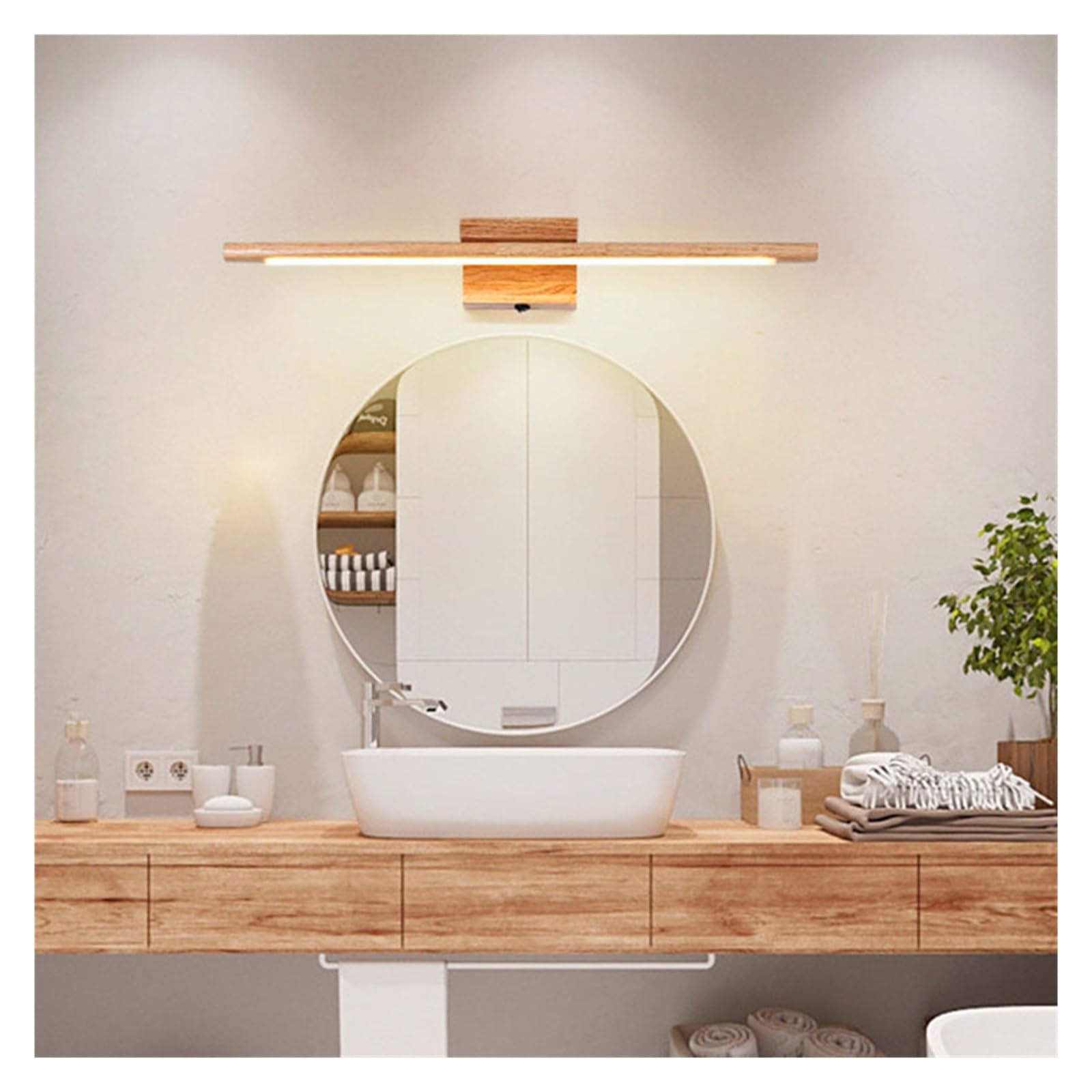 Luces de espejo LED, lámpara pared nórdica madera maciza, decoración moderna for baño, vestidor, iluminación for del hogar, apliques, lámparas con interruptor Uso versátil(Cool)