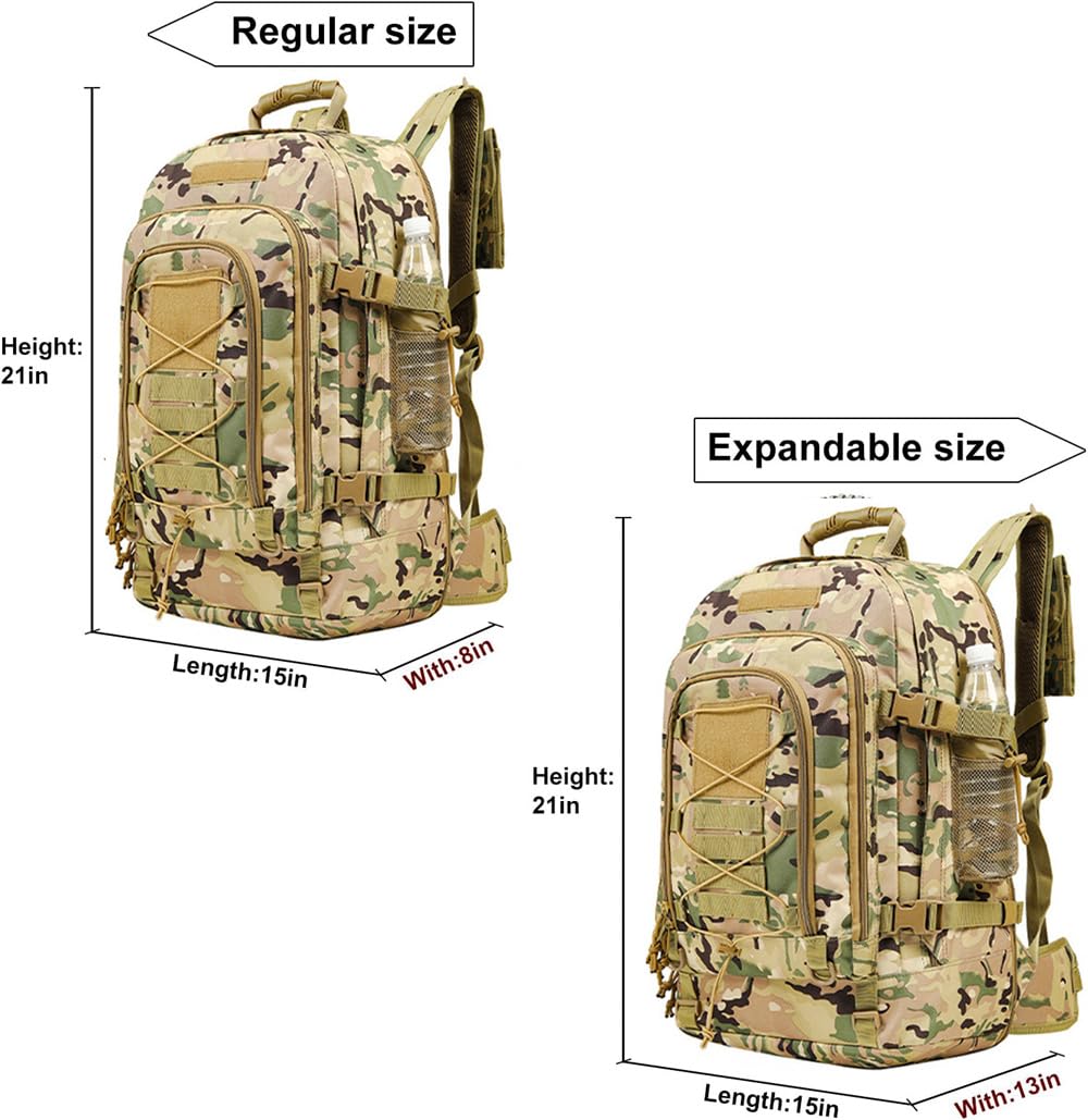 Grand sac à dos tactique militaire étanche 60 L pour randonnée, trekking, chasse, camping