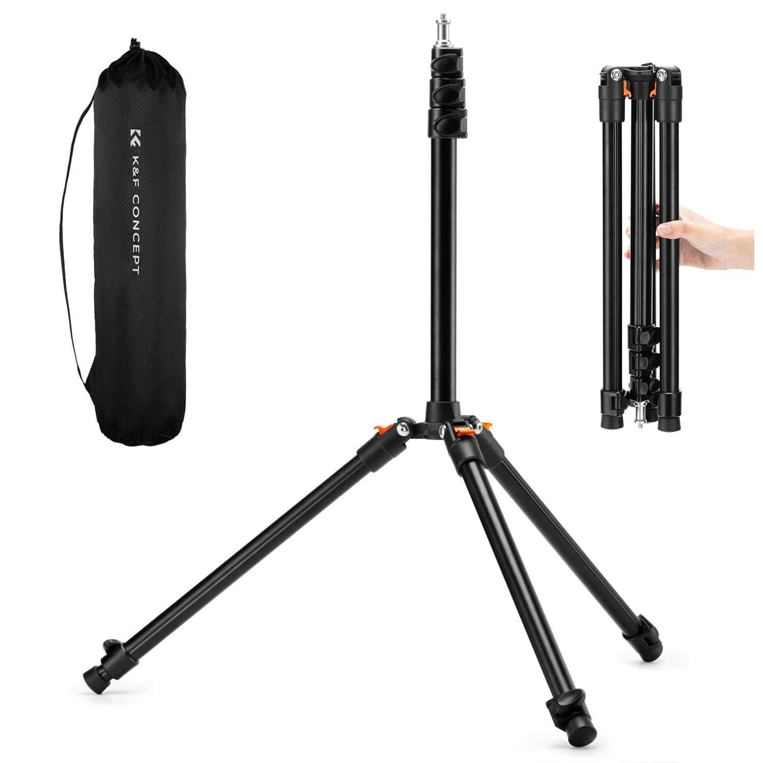K&F CONCEPT 2m Fotografia Luce Treppiede, Reversibile Lampada In Alu Treppiede Regolabile, Treppied Cellulare Con 1/4 "Vite E Treppied Borsa per Fotocamera Stroboscopica,5kg Carico