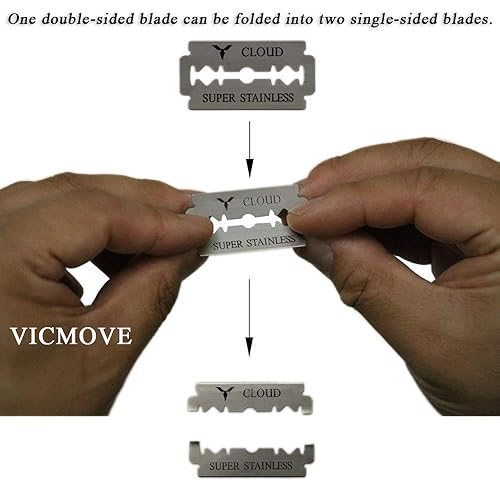 Miniatura 4 de Navaja de afeitar profesional de borde recto con 100 cuchillas Derby, 100% acero inoxidable, 1 navaja + 20 cuchillas
