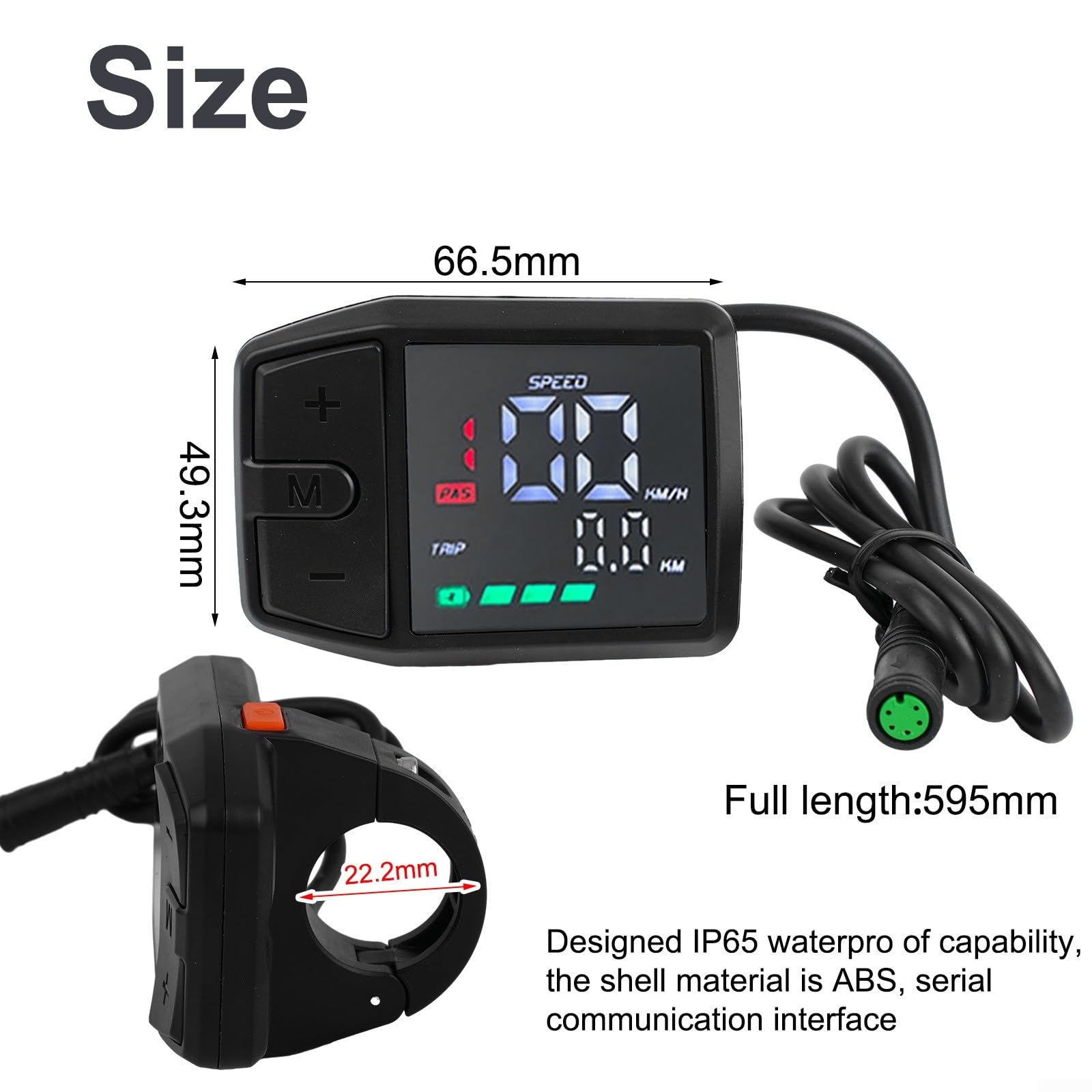DZ41 Compteur étanche IP65 pour vélo électrique avec écran LCD 24 V-48 V