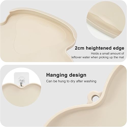 Miniatura 4 de PAILUOMU - Paquete de 2 tapetes para alimentación de mascotas con bolsillo, manteles individuales antideslizantes para gatos y perros, para evitar