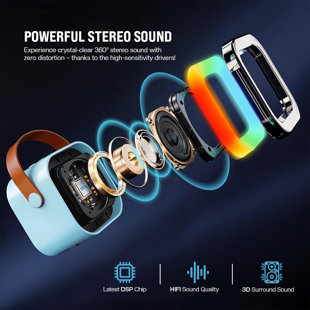 Kidsmate Mini Karaoke Machine with Wireless Mic for Kids | Portable Bluetooth, USB Connectivity Speaker with LED Lights & Music | Fun Singing Toy for Girls & Boys 4-12 Years | Set of 1 -Blue - Image 6 thumbnail
