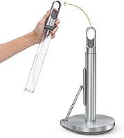 simplehuman Standing Paper Towel Holder with Integrated Spray Pump, Brushed Stainless Steel – One-Handed Cleanup