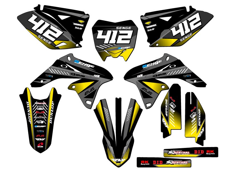 2010-2018 RMZ 250 Surge Black Senge Graphics Complete Kit with Rider I.D. Compatible with Suzuki
