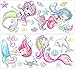 wolga-kreativ Wandtattoo Wandsticker Möbelsticker Aufkleber Wandbild Aquarell Meerjungfrau Delfin Wanddeko Set Kinderzimmer Spielzimmer Babyzimmer Mädchen Junge-n Baby Zimmer