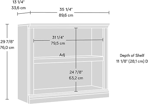 Vista 42 de Sauder Estantería multiusos de madera de 2 niveles para oficina en casa, sala de estar, color castaño a la tiza