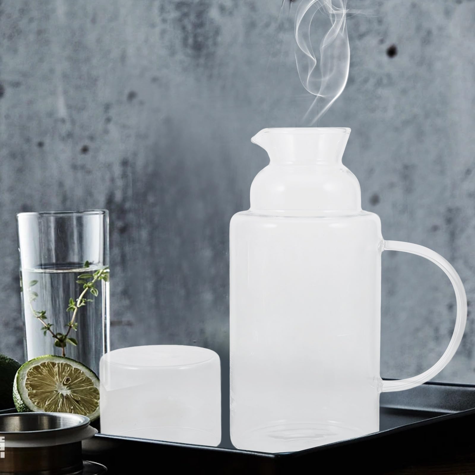 Jarra de Agua de Vidrio 1,3 L Resistente al Calor Frío para Casa