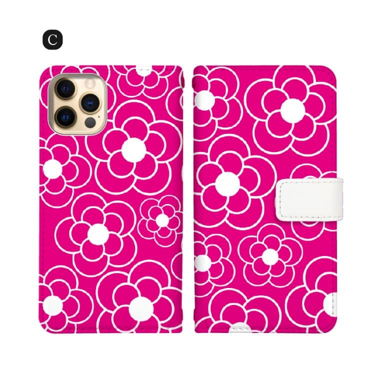 iPhone12promax 手帳型ケース(カメリアピンク) iPhone 12 Pro ケース 手帳型 ビジュー カメリア ダイアリー