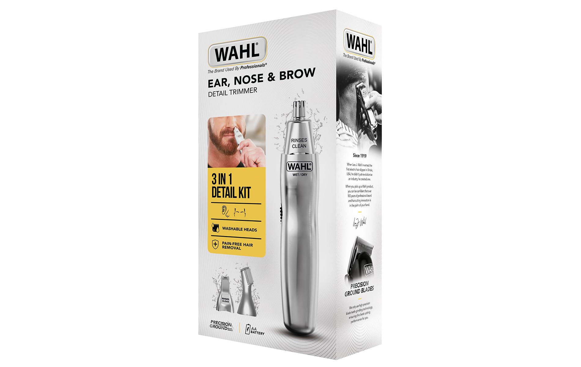 Wahl 5545 – 2416 osobisty trymer 3 w 1 do włosów w nosie i uszach, zmywalny, zasilany bateriami