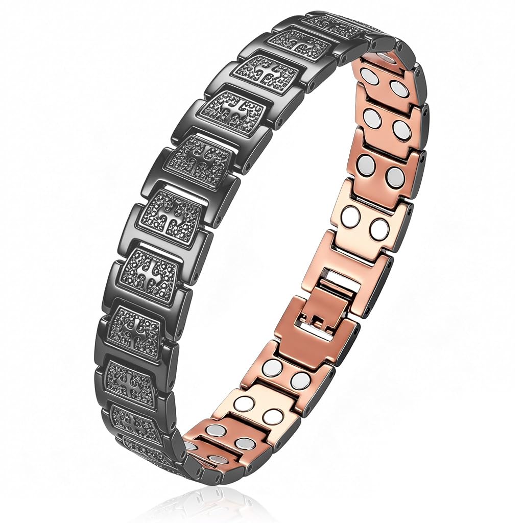 gustave Copper Cross Bracelet Magnet Therapy Bracelet with Magnets Adjustable Wellness Jewelry for Men Daily Wear-picture-19