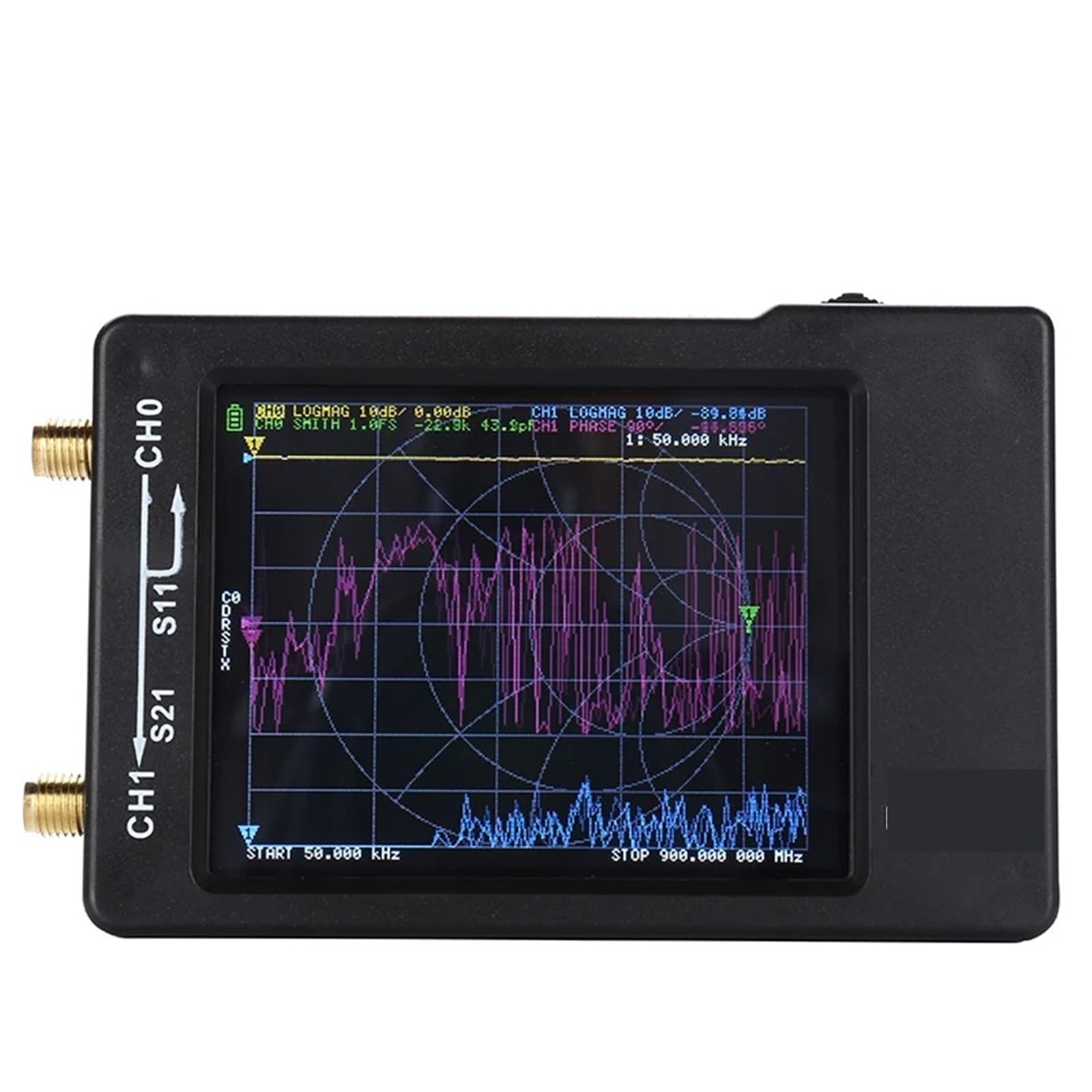 Analizador de Redes Vectorial, Analizador de red vectorial VNA-H HF VHF UHF UV de 4" con pantalla LCD de 1,5 GHz y antena, con ranura for tarjeta SD y analizador de espectro.