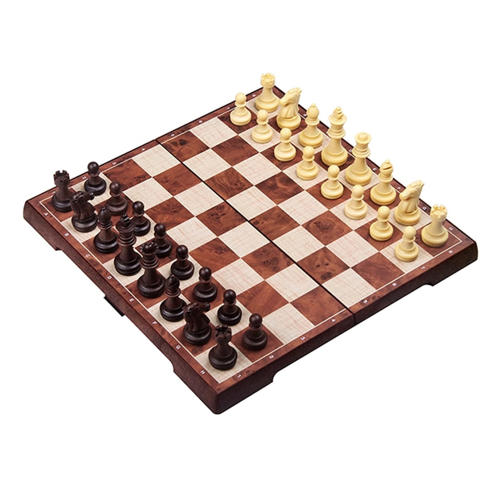 Scacchiera in Legno,12.2" Scacchiera Portatile con Slot di stoccaggio degli Scacchi,Facile da trasportare, Scacchiera Magnetica in Legno per i Principianti e Adulti