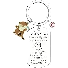 BESPMOSP Otter Gifts Cute Otter Keyring Otters Themed Gifts for Animal Lovers Otters Keyrings Holding a Fish Positive Affirmation Keyring for Women Her