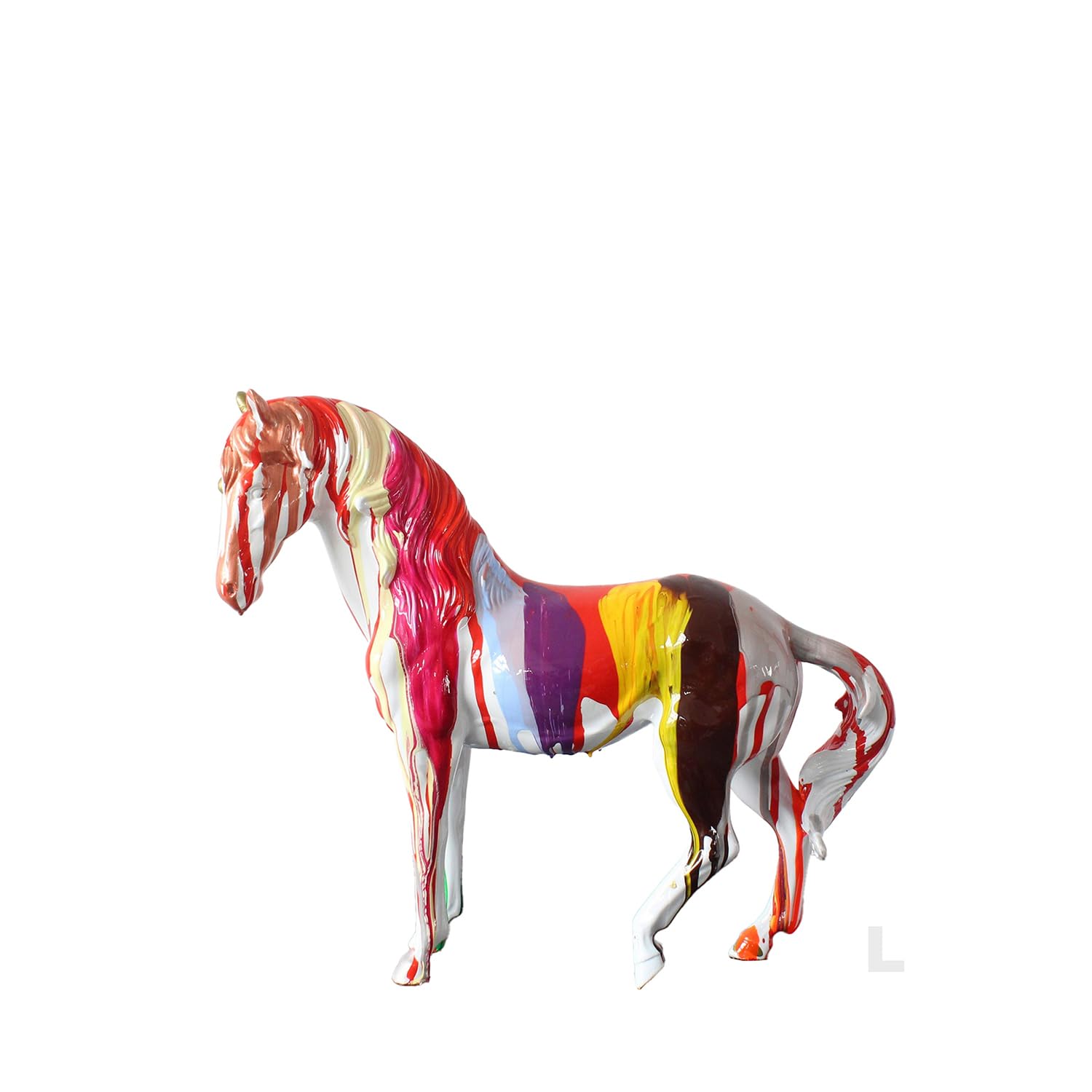 GILDE Cavallo Resin Figurine – Shiny – Multicoloured – Horse Motif – Height 31 cm x Width 34 cm