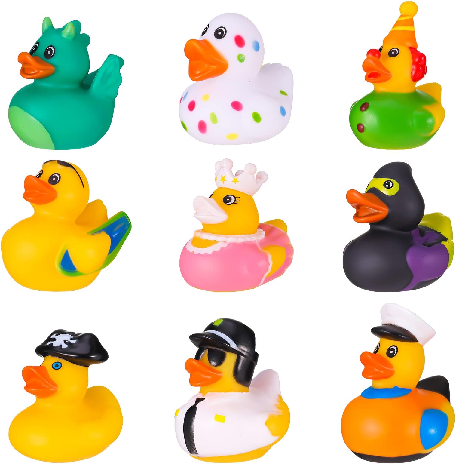 FRIUSATE 9 Pcs Rubber Ducks Bath Toys Cute Float Duck Toys Kids Bath Toys For Baby Bath, Kids, Car, Motorcycle, Helmet, Bike Decoration