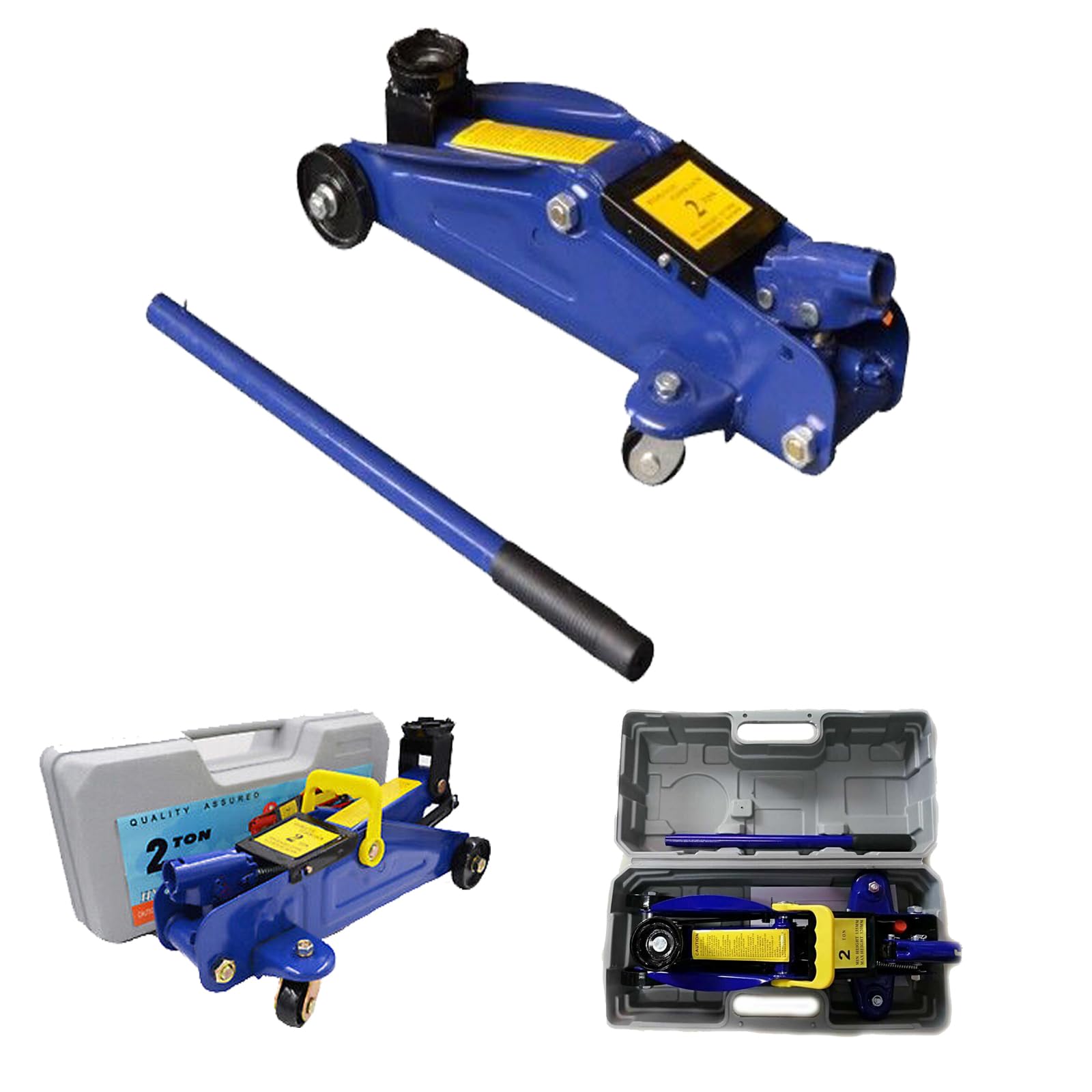 Carrito hidráulico Jack 2 Tons Low Profile Suelo Jack 2000 kg Auto Van Suelo Elevación para Garaje Workshiop Elevación Área de elevación 135 mm - 320 mm con maletín de transporte