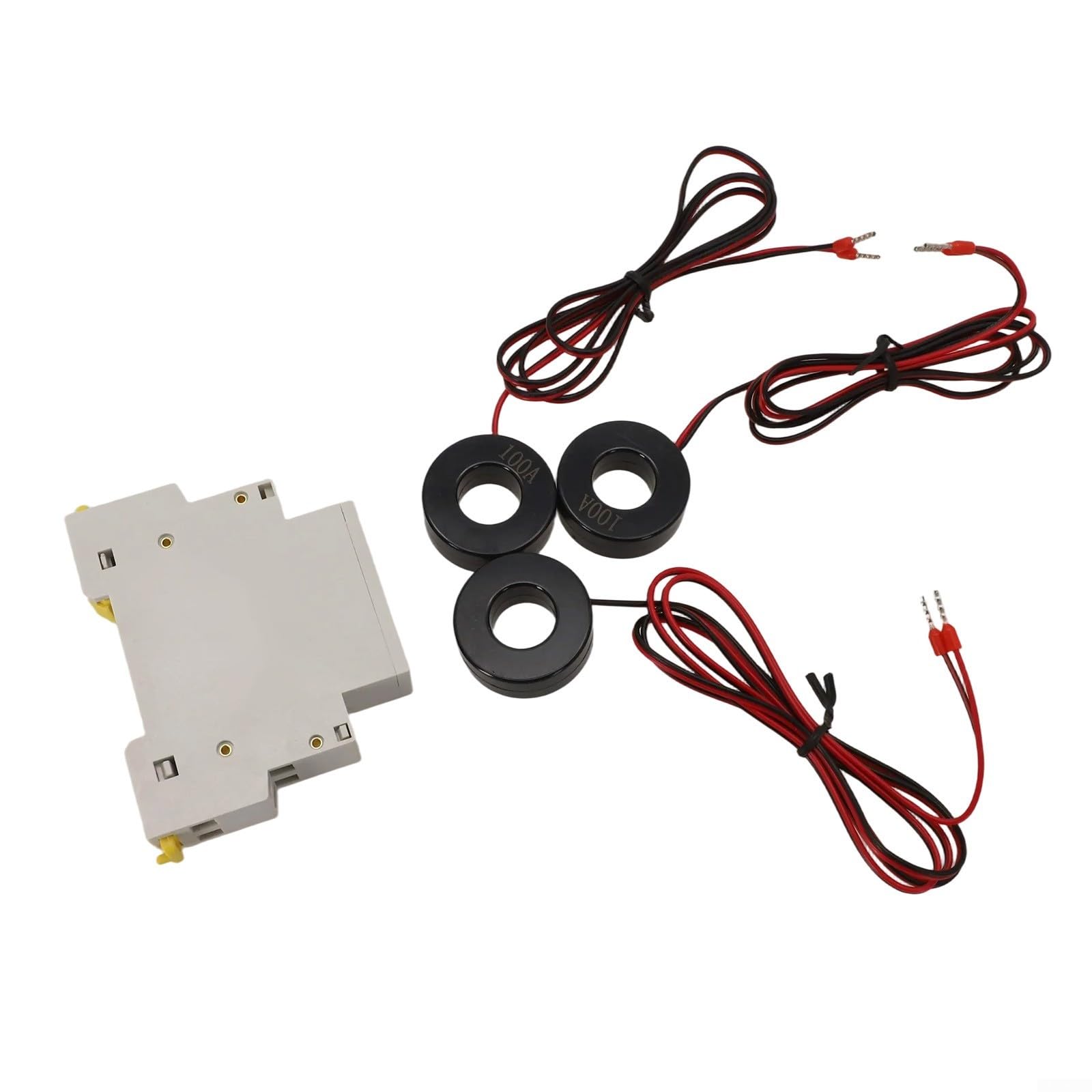 Mini amperometro digitale trifase su guida DIN con display a LED, rilevamento corrente 1-100A, intervallo di tensione AC80-500V 50/60Hz per monitoraggio elettrico industriale o commerciale