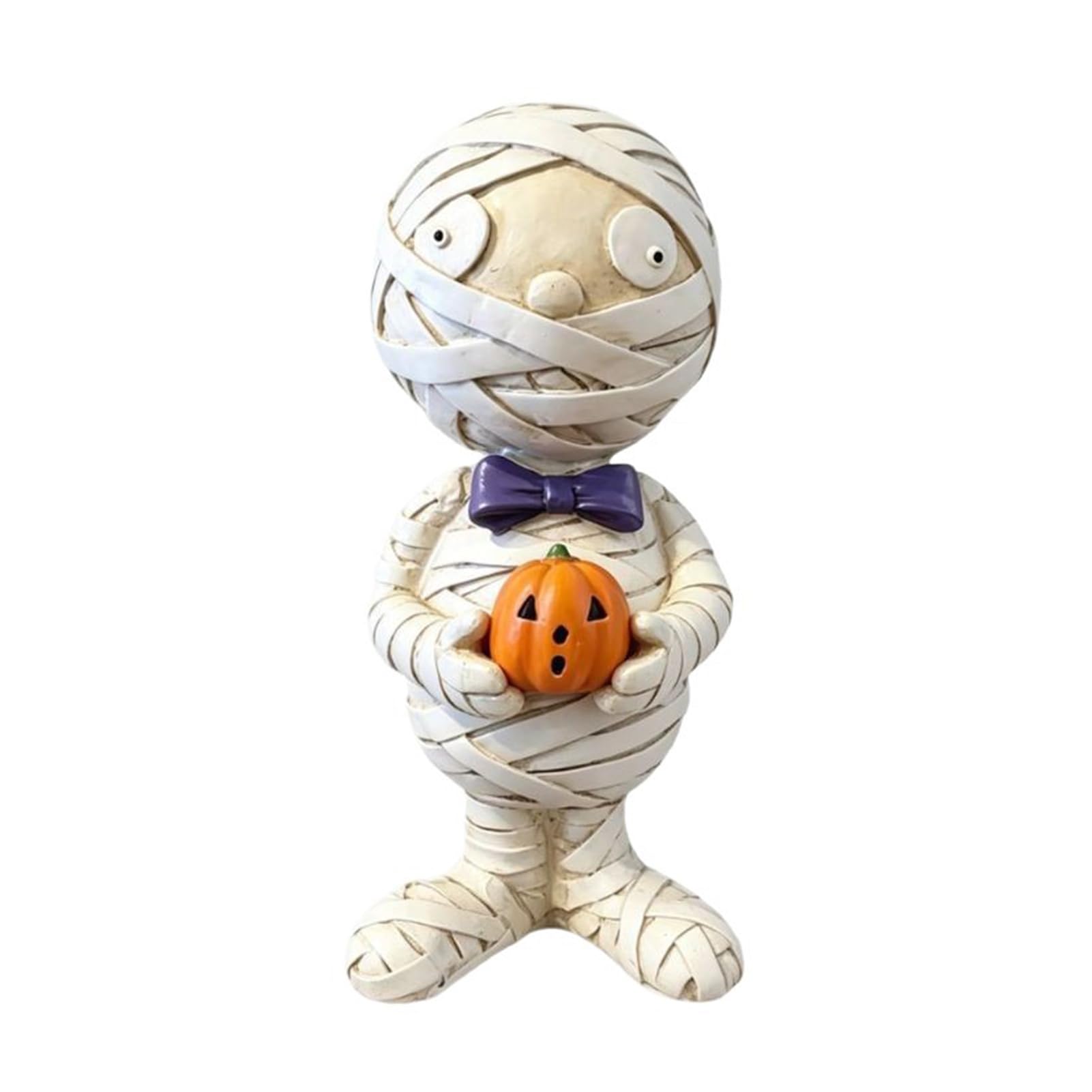 ZhzeYun Mummy Holding Pumpkin Halloween Decoration Resin Desktop Figurine for Indoor Shelf Tiered Tray Decor Spooky Seasonal Ornament White