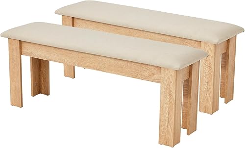 ECOTOUGE Banco de comedor, juego de 2 bancos de mesa de cocina de interior con decoración de granja, banco moderno para zapatos de entrada, banco al