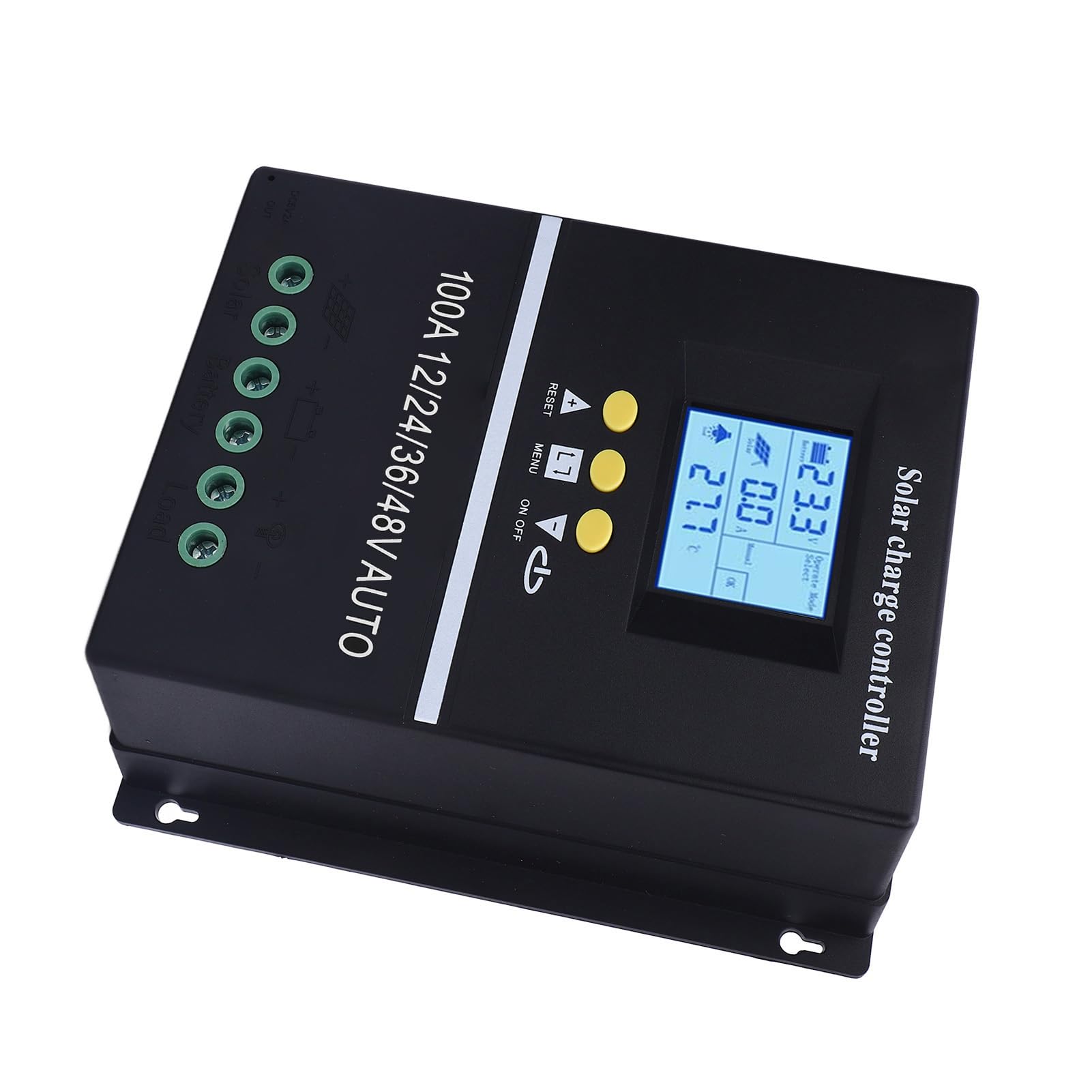 Fafeicy Regolatore di Carica Solare MPPT, Display LCD 100A 12V 24V 36V 48V con 7 modalità Operative, per di Batteria Regolatore Pannello Solare