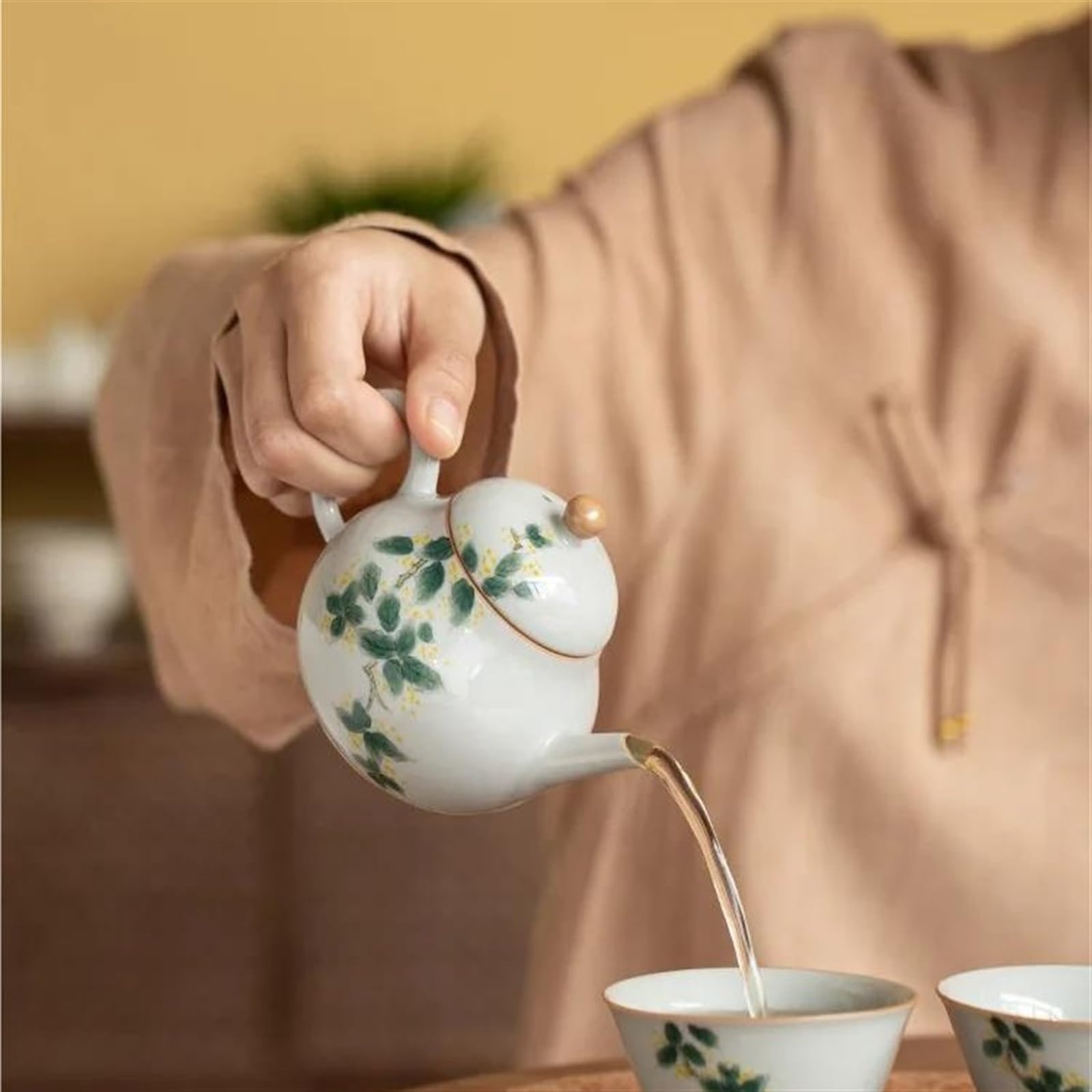 Teiera, set da tè da viaggio, teiera, set da tè pomeridiano, teiere per infusi, bollitore, set da tè Kung Fu, graziosa teiera da 130 ml, teiera in ceramica dipinta a mano a forma di fiore di pera