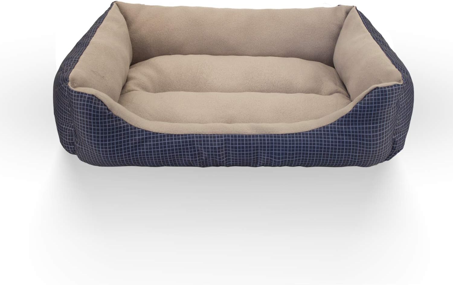 HZBOYA Self-Warming Pet Bed for Small Dogs and Cats Rectangle Nest Square House Enjoy Sleep, Machine Washable Sofa Cover Dark Blue Check
