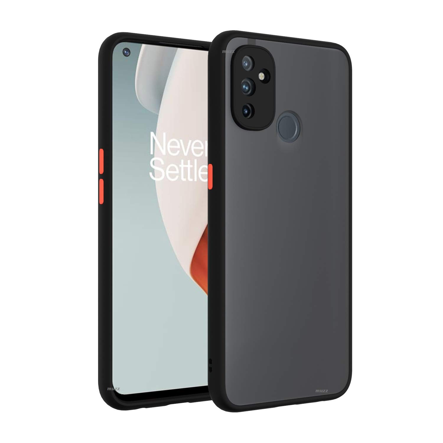 Nord N10 5G Translucent Matte PC Hard Back TPU Hybrid Colored Buttons Case For Nord N10 5G - BLACK