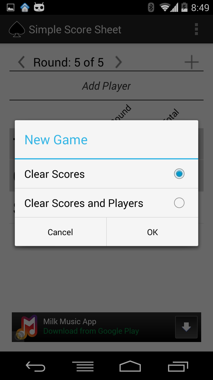 Simple Score Sheet App on Amazon Appstore