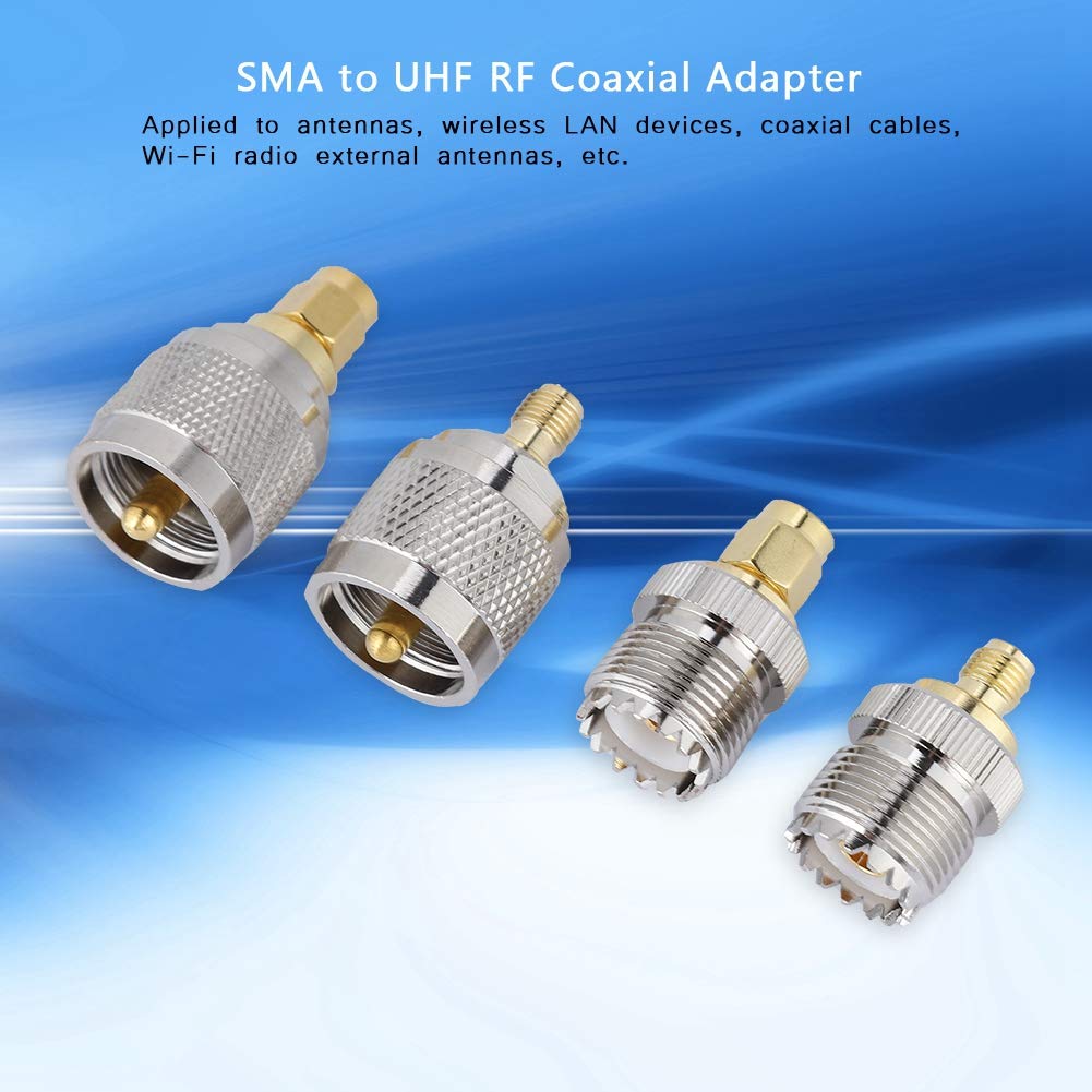 SMA zu UHF Adapter 4er Set Stecker Buchse zu SMA Buchse Stecker RF Koaxialadapter für Antennen WLAN Geräte Koaxialkabel
