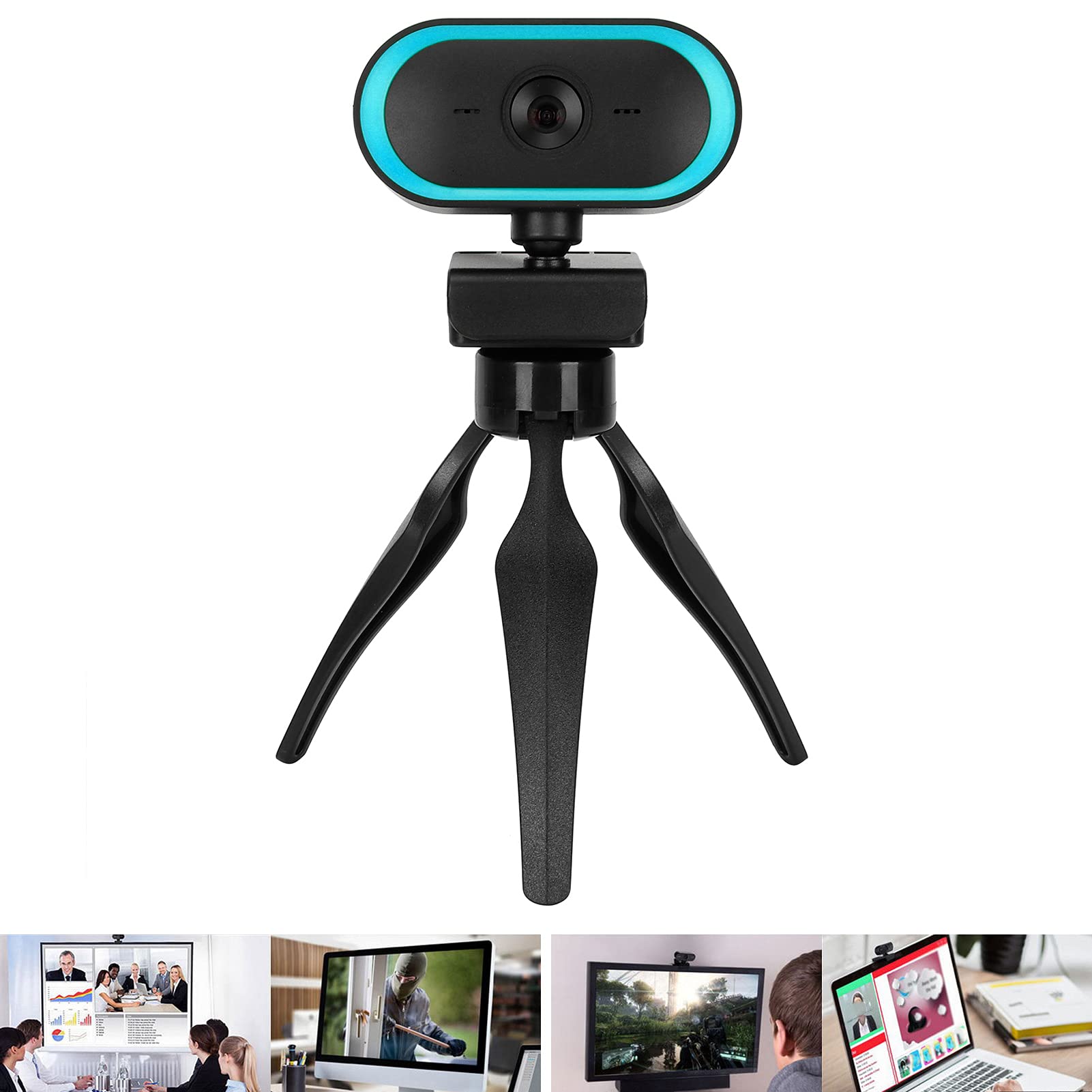 Alta definición 2K Webcam Sound absorbe la cámara web USB para la videoconferencia en vivo (Azul)