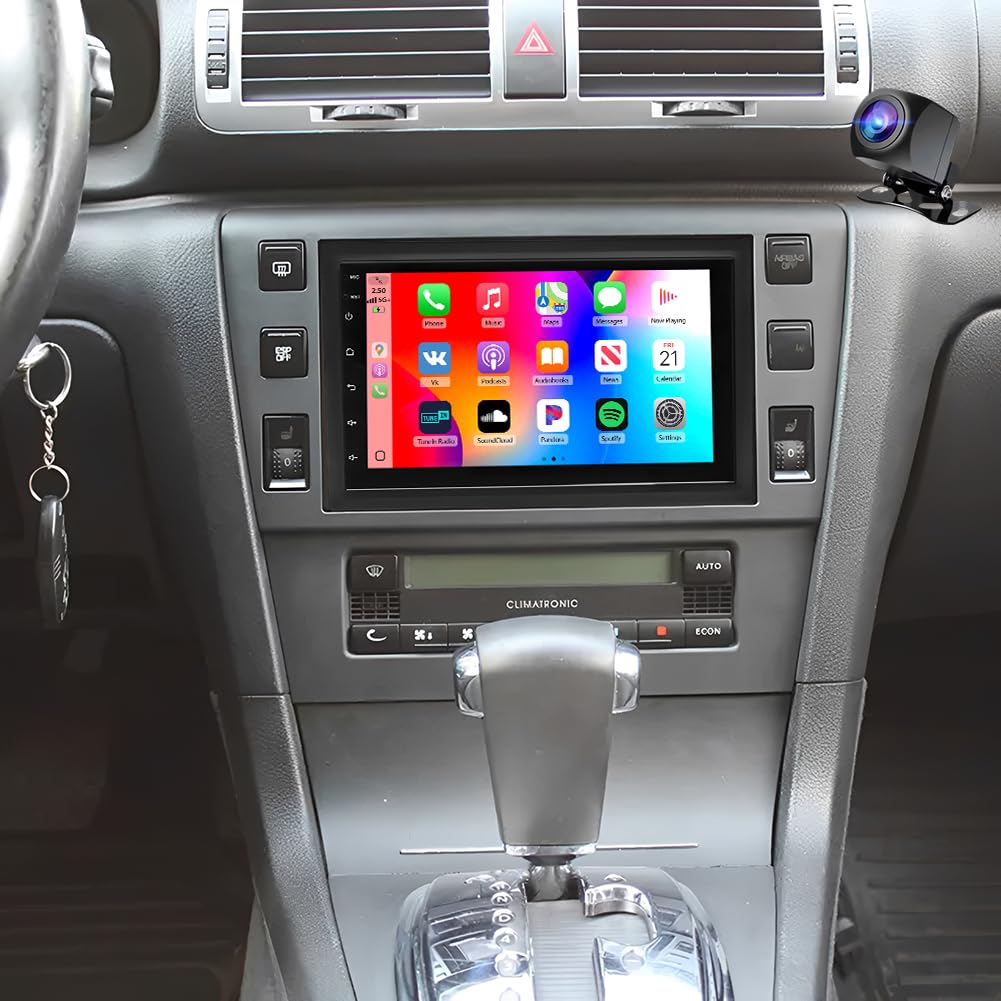 4+64G Android 14 Autoradio für Skoda Superb 2001-2008 mit Carplay Android Auto, 7 Zoll Touchscreen Auto Stereo Display Player Radio GPS Navigation Head Unit mit SWC FM RDS Mirror Link WLAN Bluetooth
