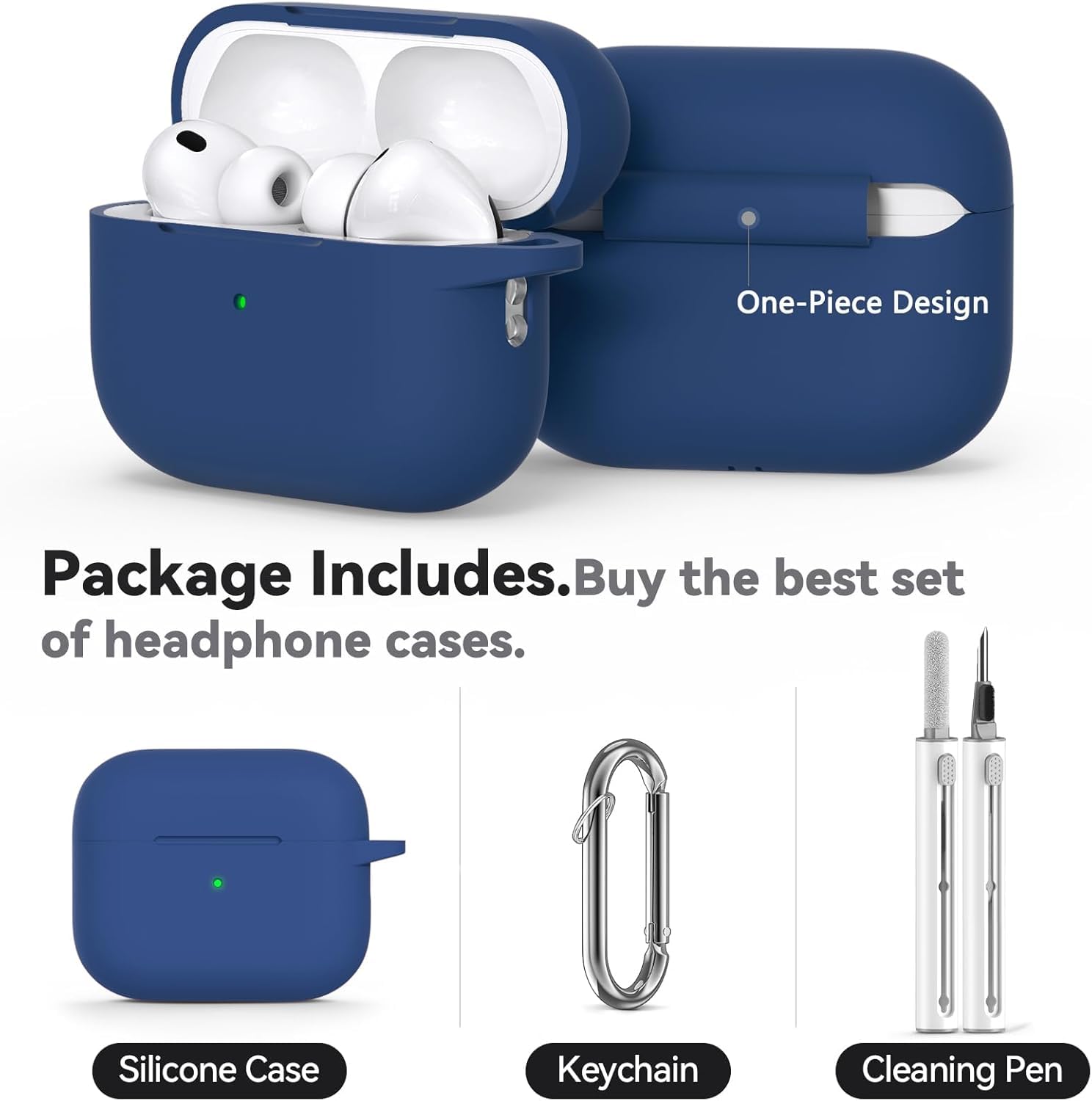 Meyaar Soft Silicone Case for AirPods Pro 3 (2025), Midnight Blue — Amazon image 3