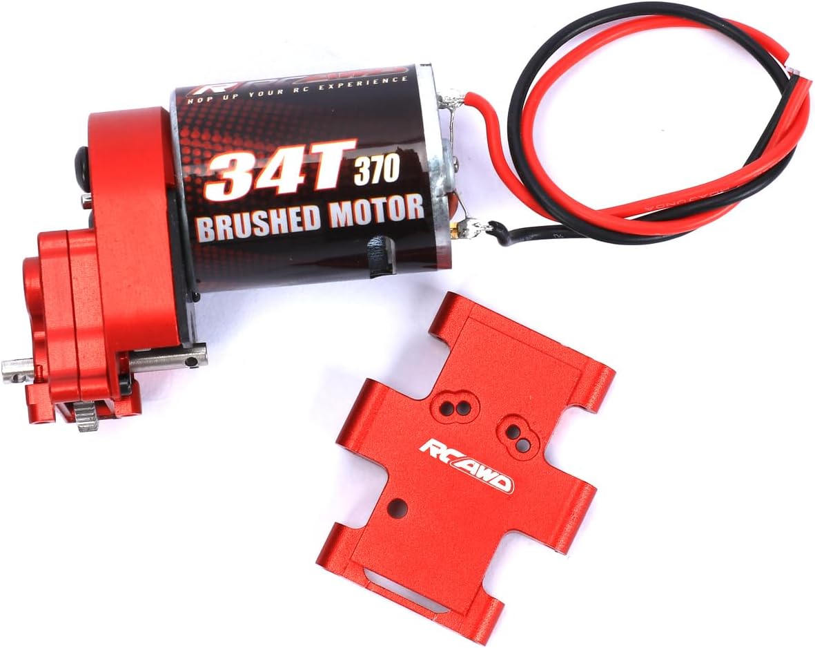 RCAWD 370 Brushed Motor Transmission Assembled 34T for 1/18 FMS EAZYRC ROC Hobby Crawlers Upgrade Parts Red
