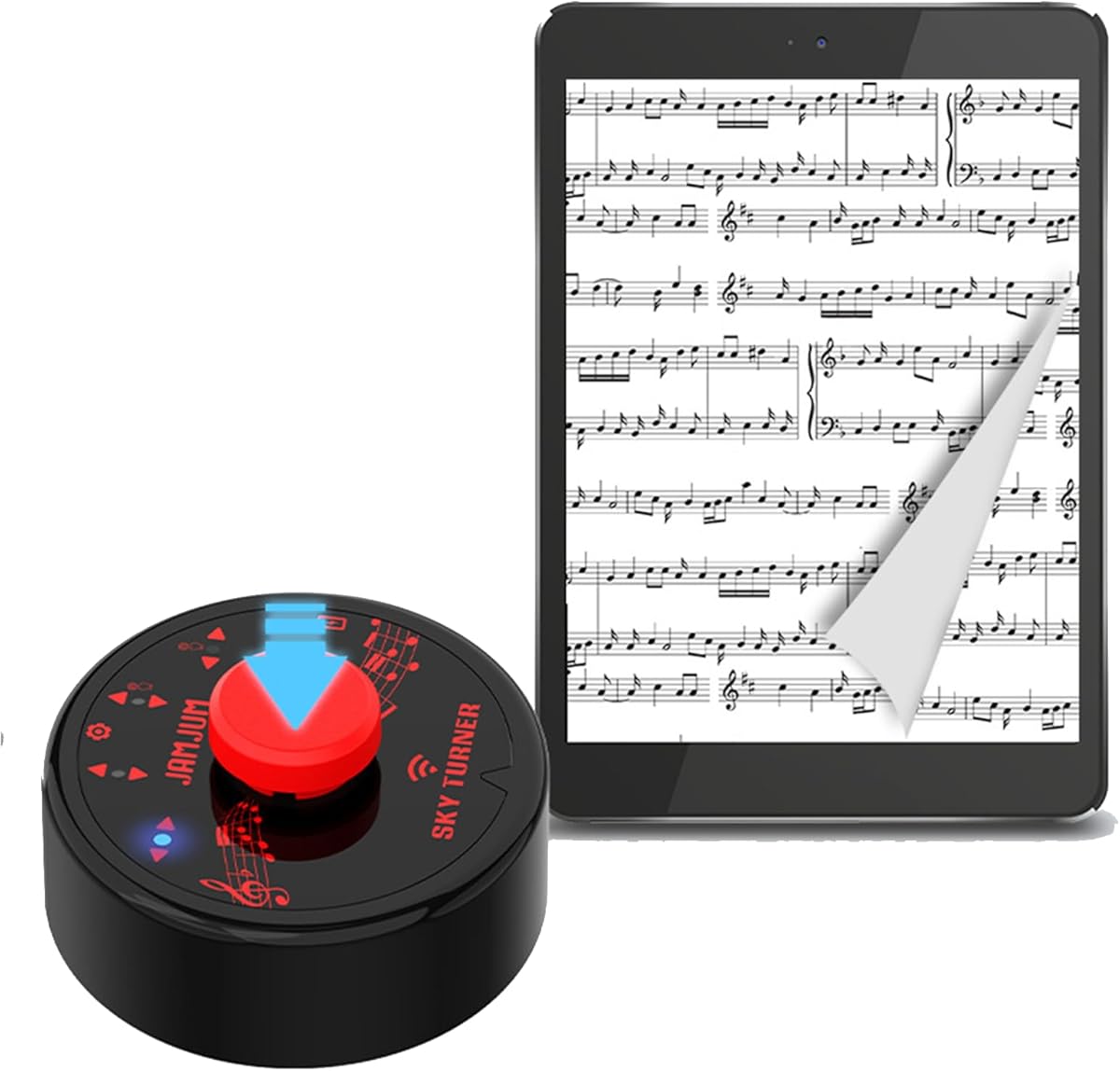 Wireless Page Turner Pedal, Bluetooth Page Turner, Portable Smart Bluetooth Music Foot Pedal, Hand Free Sheet Music Reading Page Turns for iPad Tablet Android IOS Phones Music Scores E-books PPT (Red)