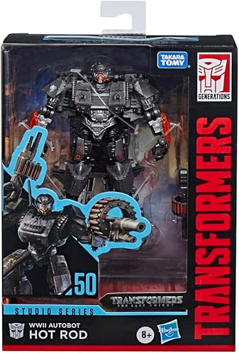 Miniatura 3 de Transformers Toys Studio Series 50 Deluxe The Last Knight Movie WWII Autobot Hot Rod Figura de acción – A partir de 8 años, 4.5 pulgadas