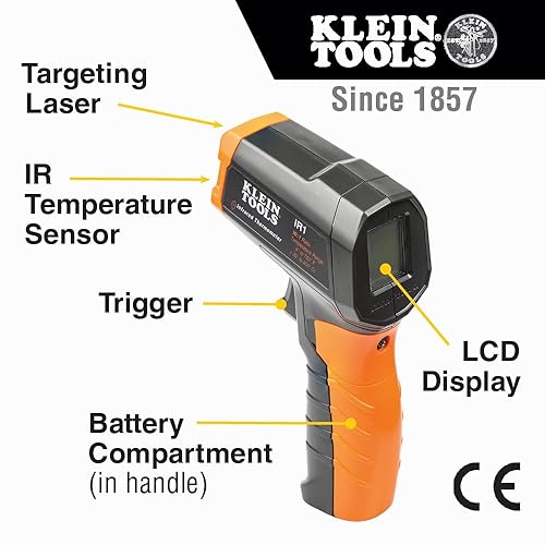 Vista 34 de Klein Tools - Termómetro infrarrojo IR1: la pistola láser digital es un termómetro sin contacto con un rango de temperatura de -4 a 752 grados