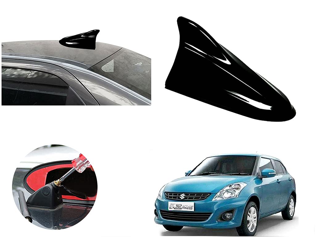 Auto Pearl Shark Fin Antenna Universal Replacement Car Antenna Roof Aerial ABS Material Waterproof Rubber Ring AM FM Radio Signal Compatiable with - Swift Dzire Type -2 (Color Black)-image-24
