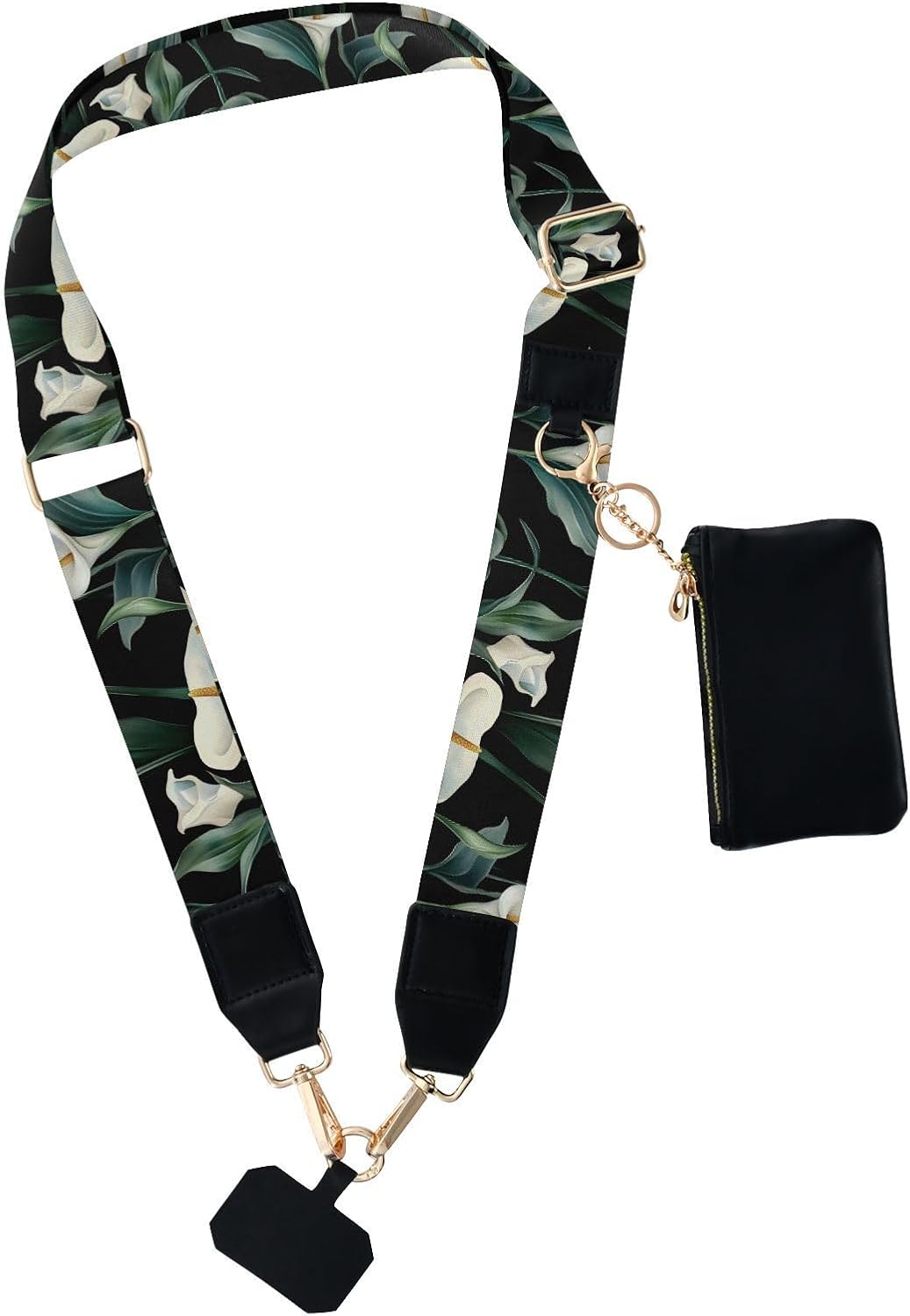 Cell Phone Lanyard White Calla Lily Flowers Phone Lanyard Crossbody Strap | Adjustable Neck Strap with Wallet,Travel Essential,for Travel Hiking Dog Walking