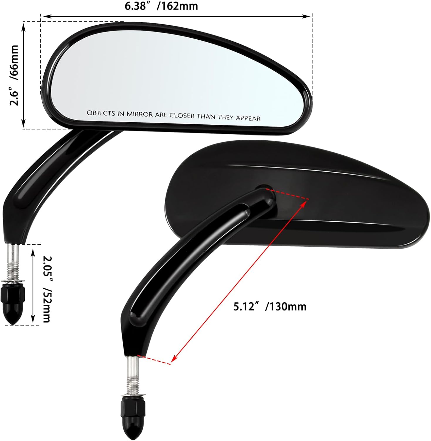 FOVPLUE Handlebar Mount Mirrors,Teardrop Motorcycle Rearview mirrors for 1982-2025 Harley Models,for CVO Dyna Touring Electra Glide Road Glide Road King Softail Street Glide Sportster 1200 883,Black