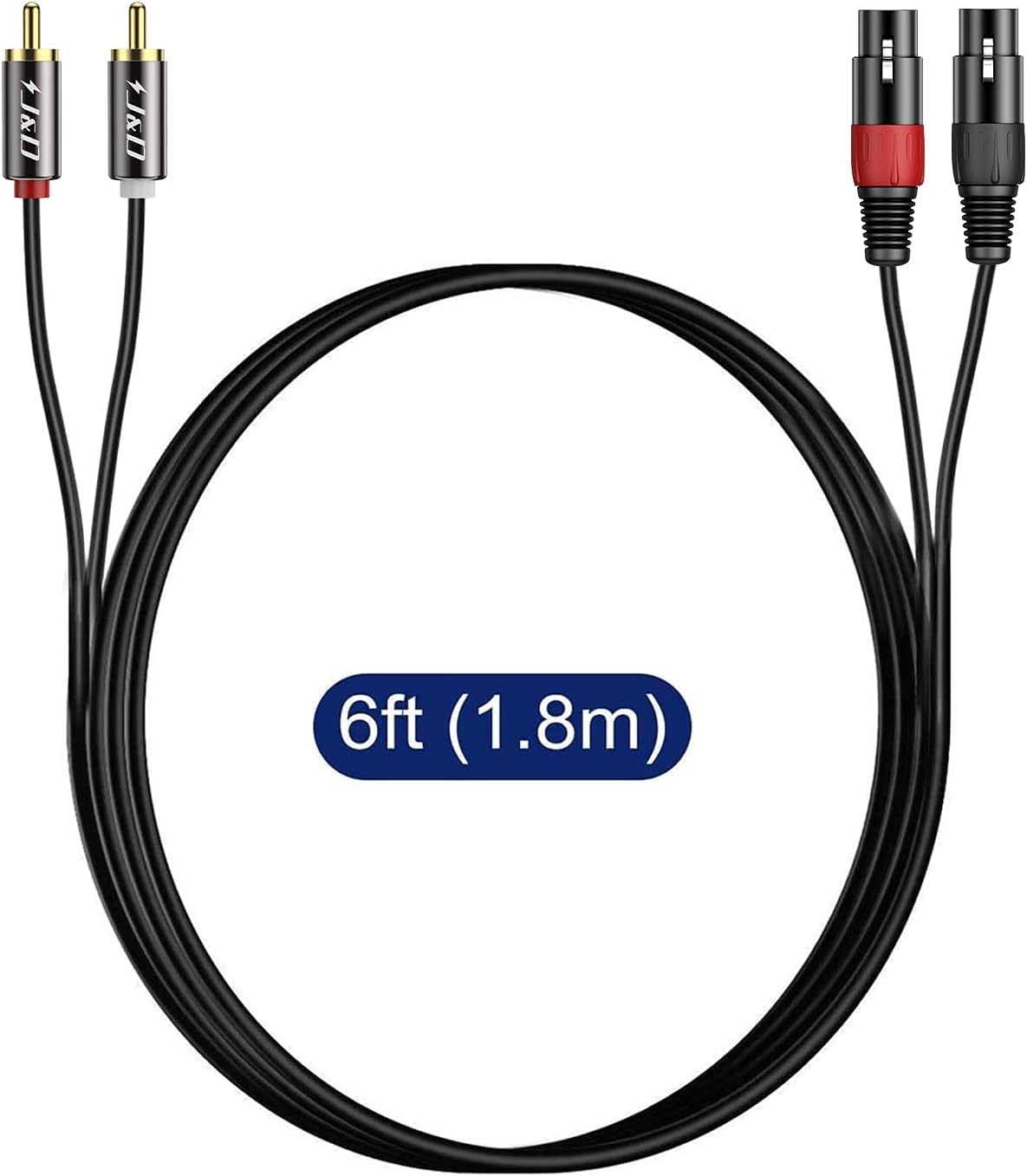 J&D 2 RCA - 2 XLRケーブル PVC シェルド アンバランス デュアル XLR メス - デュアル RCA オス Hi